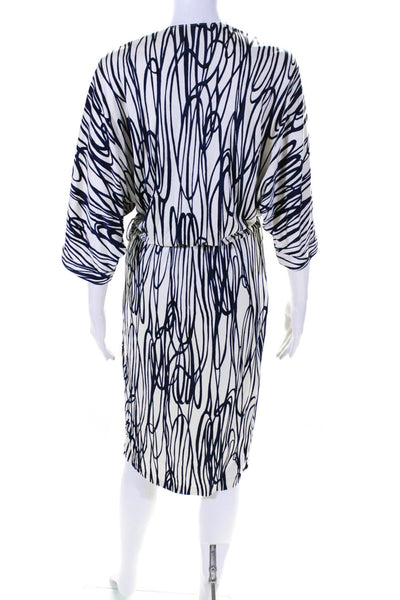 Moschino Cheap & Chic Womens Stripe Surplice Midi Sheath Dress Blue White Size 6