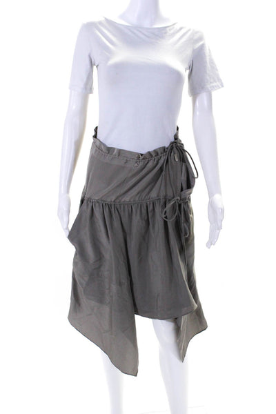 Chelsea And Walker Womens Taupe Silk Knee Length A-Line Wrap Tie Skirt Size S