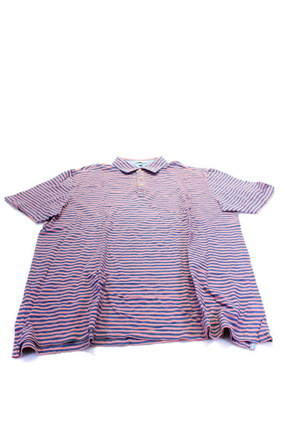 Peter Millar Mens Striped Rugby Shirts Blue Pink Size Extra Large Lot 2