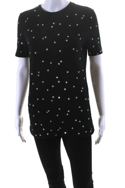 Mugler Womens Cotton Studded Star Print Short Sleeve T-Shirt Black Size S