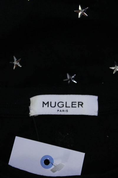 Mugler Womens Cotton Studded Star Print Short Sleeve T-Shirt Black Size S