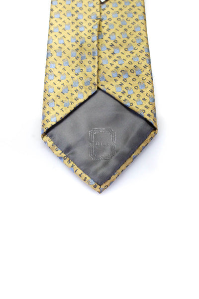 Christian Dior Mens Graphic Wording Print Wrap Classic Tie Yellow Size OS
