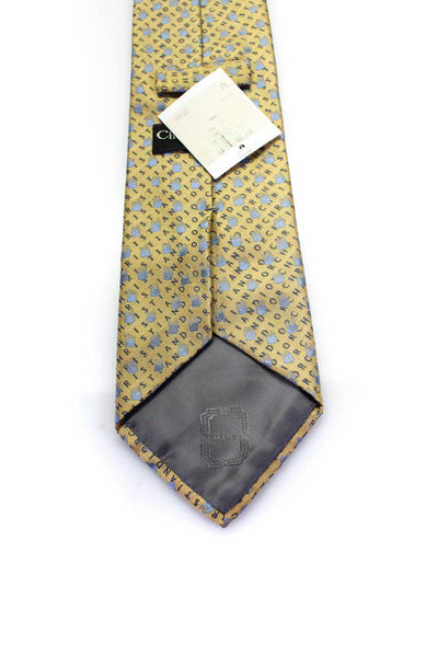 Christian Dior Mens Graphic Wording Print Wrap Classic Tie Yellow Size OS