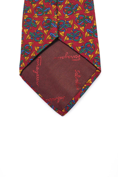 Salvatore Ferragamo Mens Graphic Print Wrapped Classic Tie Red Size OS