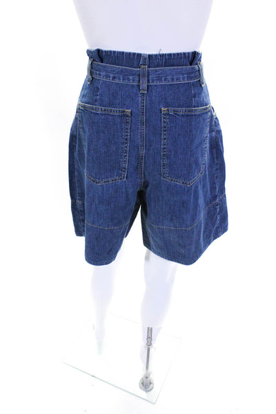 Rachel Comey Womens Cotton Wide Leg Belted Paperbag Denim Shorts Blue Size 00