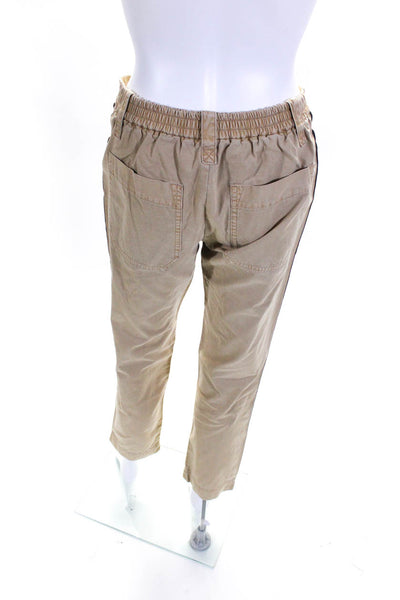 Zadig & Voltaire Womens Cotton Striped Trim Straight Leg Pants Beige Size 28"