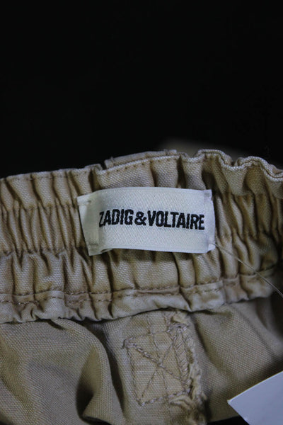 Zadig & Voltaire Womens Cotton Striped Trim Straight Leg Pants Beige Size 28"