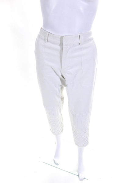 Sea New York Womens Cotton Ankle Zip Quilted High Rise Pants White Size 0
