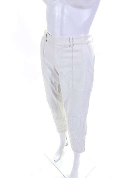 Sea New York Womens Cotton Ankle Zip Quilted High Rise Pants White Size 0