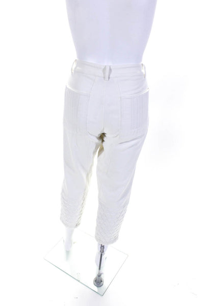 Sea New York Womens Cotton Ankle Zip Quilted High Rise Pants White Size 0