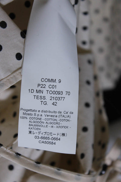 Seventy Womens Cotton Polka Dot Shorts Halter Top Matching Set Beige Size 42