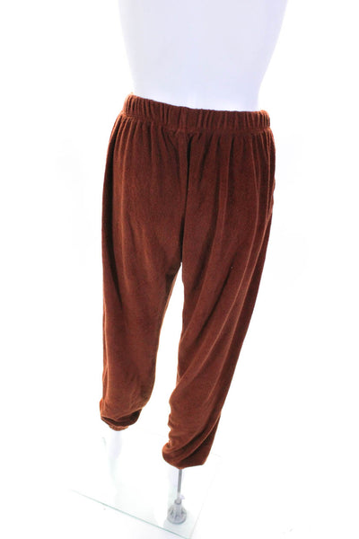Donni Womens Cotton Terry Henley Shirt Scrunch Pants Lounge Set Orange Size 2XS