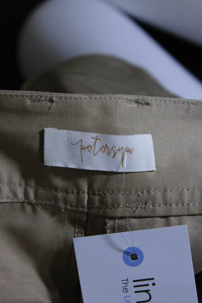 Petersyn Women's Button Closure Flat Front Ankle Tie Cargo Pant Beige Size 28