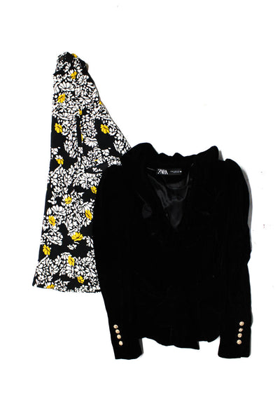Zara Womens Bell Sleeve Floral Print A Line Mini Dress Black Size XS Lot 2