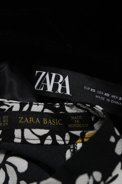 Zara Womens Bell Sleeve Floral Print A Line Mini Dress Black Size XS Lot 2