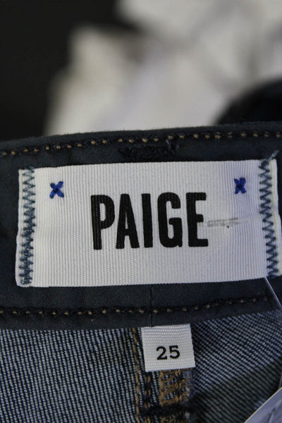 Paige Women's Midrise Five Pockets Medium Wash Straight Leg Denim Pant Size 25