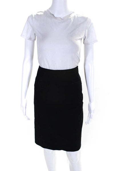 Theory Women's Zip Closure Slit Hem A-Lined Unlined Midi Skirt Black Size 10