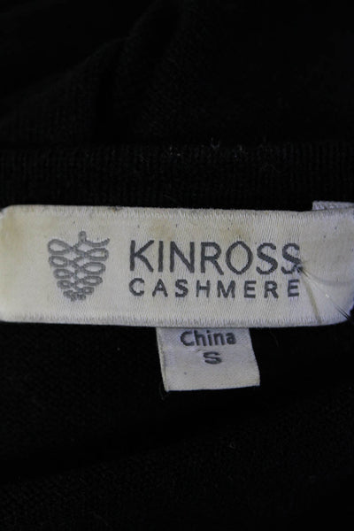 Kinross Womens Cashmere V-Neck Long Sleeve Sweater With Pockets Black Size S