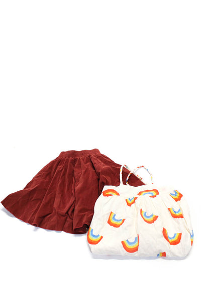 Pastel Nadadelazos Girl Ruched Slip-On A-Line Skirt Dress Orange Size 6 8 Lot 2
