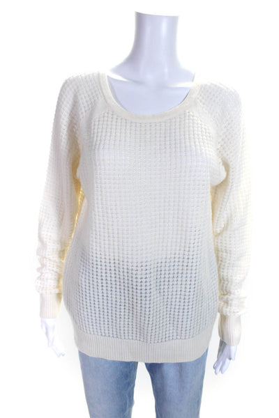Vince Womens Cashmere Textured Knitted Long Sleeve Sweater Cream Size M