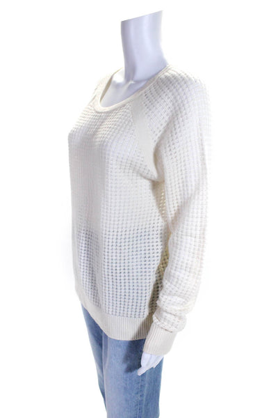 Vince Womens Cashmere Textured Knitted Long Sleeve Sweater Cream Size M