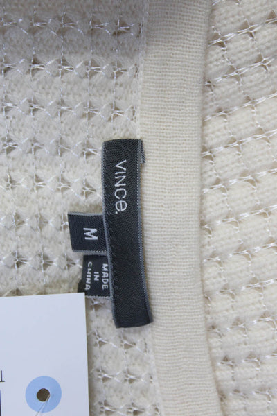 Vince Womens Cashmere Textured Knitted Long Sleeve Sweater Cream Size M