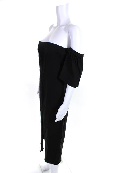 Isabel Marant Womens Off Shoulder Front Slit Sheath Dress Black Size FR 40