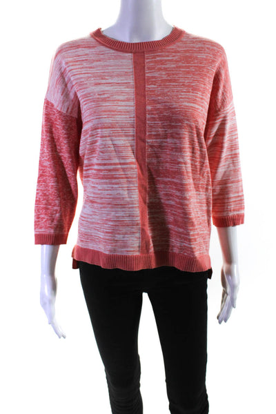 Edinburgh Knitwear Womens Heather Orange Cotton Pullover Sweater Top Size M