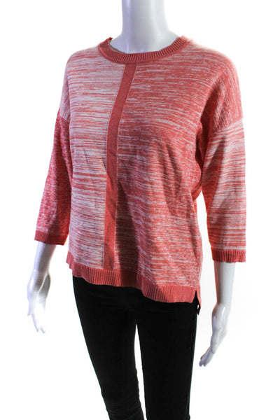 Edinburgh Knitwear Womens Heather Orange Cotton Pullover Sweater Top Size M