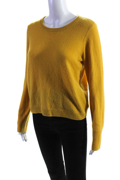 Intermix Womens Mustard Yellow Crew Neck Long Sleeve Pullover Sweater Top Size M