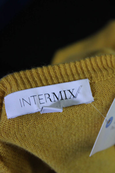 Intermix Womens Mustard Yellow Crew Neck Long Sleeve Pullover Sweater Top Size M