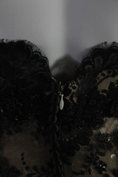 Sam Carlin Womens Lace Strapless Sleeveless Dress Beige Black Size 10