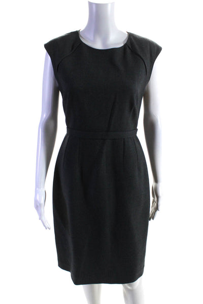 Elie Tahari Womens Short Sleeves Dress Sheath Dress Gray Wool Size 6