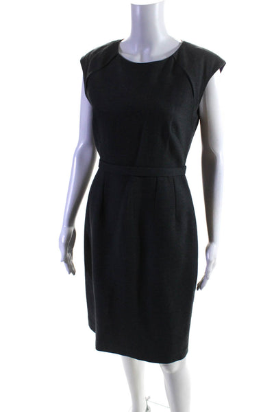 Elie Tahari Womens Short Sleeves Dress Sheath Dress Gray Wool Size 6