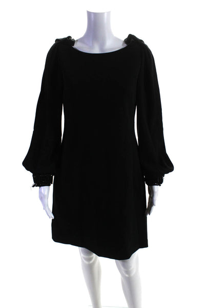 Elie Tahari Womens Jeweled Chain Link Trim Long Sleeves Dress Black Size 6