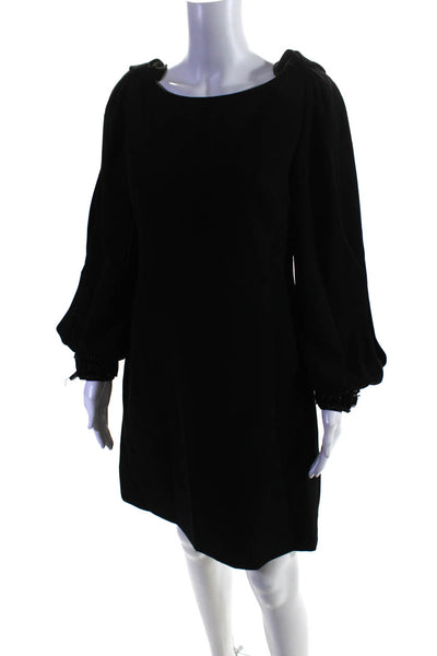 Elie Tahari Womens Jeweled Chain Link Trim Long Sleeves Dress Black Size 6