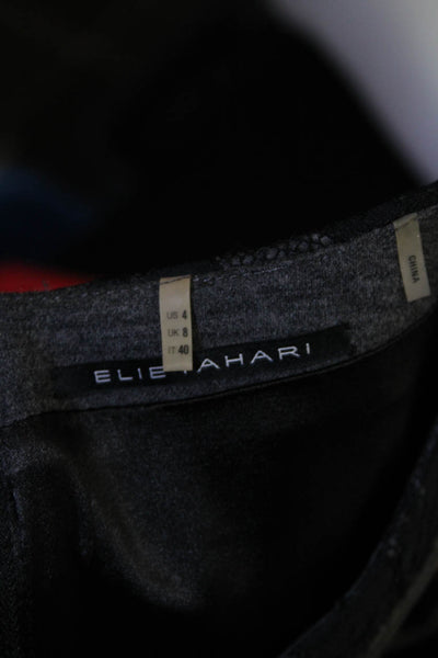 Elie Tahari Womens Lace Sleeveless A Line Dress Black Grey Size 4