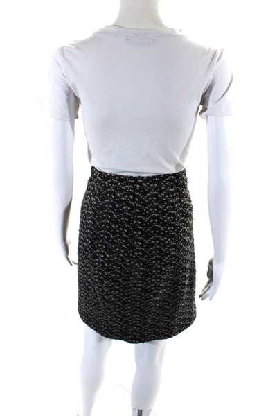 Bottega Veneta Womens Knit Boucle Pencil Skirt Black Ivory Wool Size IT 40