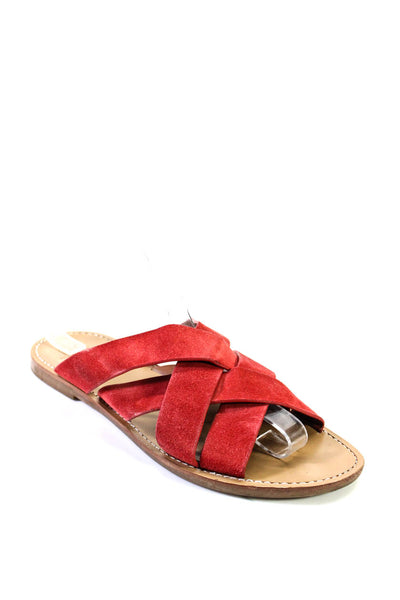 MARC FISHER LTD Womens Suede Open Toe Braided Slides Red Size 10