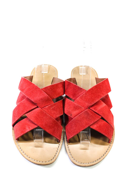 MARC FISHER LTD Womens Suede Open Toe Braided Slides Red Size 10