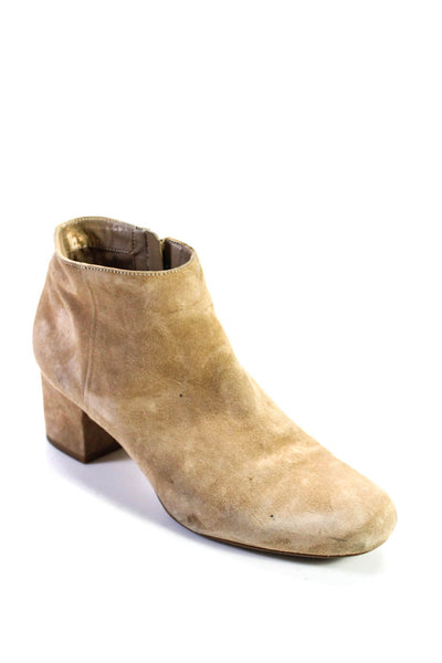 Sam Edelman Womens Suede Block Heel Zip Up Ankle Booties Beige Size 10