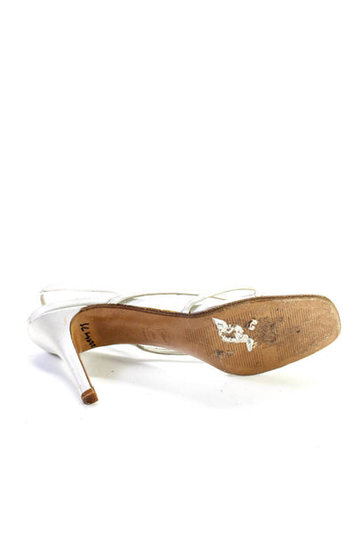 Stuart Weitzman Womens Satin Open Toe Strappy Slingback Sandals White Size 10
