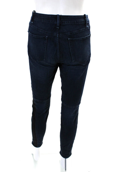 Marc Jacobs Womens Skinny Leg Motorcycle Jacket Blue Black Cotton Size 26