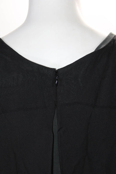 Theyskens Theory Womens Silk Short Sleeves Asymmetrical Shirt Dress Black Size 6