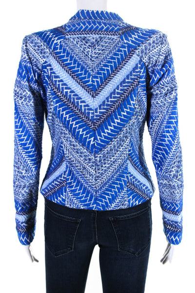 IRO Womens Abstract Print Textured Asymmetric Zip Jacket Blue Size 36