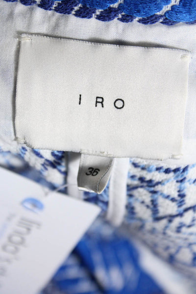 IRO Womens Abstract Print Textured Asymmetric Zip Jacket Blue Size 36