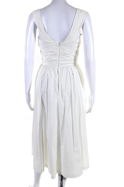 Lela Rose Womens Cotton Pleated Cutout A Line Dress White Size 6