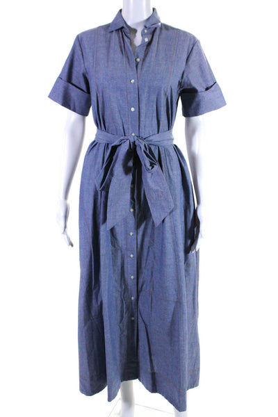 Lisa Marie Fernandez Womens Cotton Short Sleeve A line Shirt Dress Blue Size 1