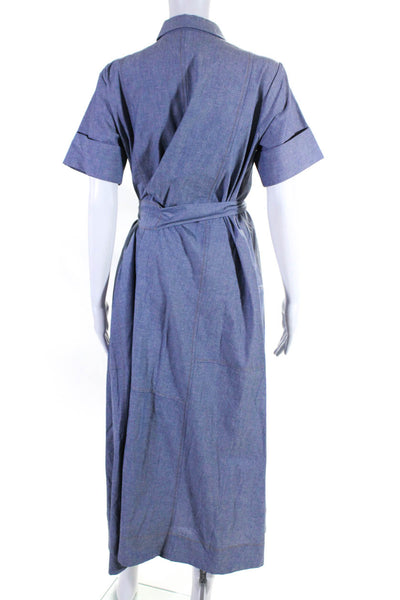 Lisa Marie Fernandez Womens Cotton Short Sleeve A line Shirt Dress Blue Size 1
