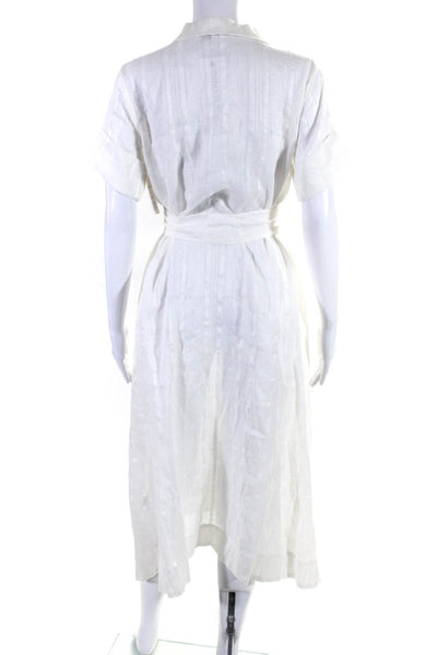 Lisa Marie Fernandez Womens Short Sleeve Belted A line Shirt Dress White Size 1
